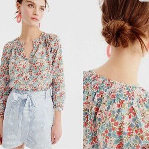 J. Crew Liberty Arts Poppy Smock Floral Top Size 6